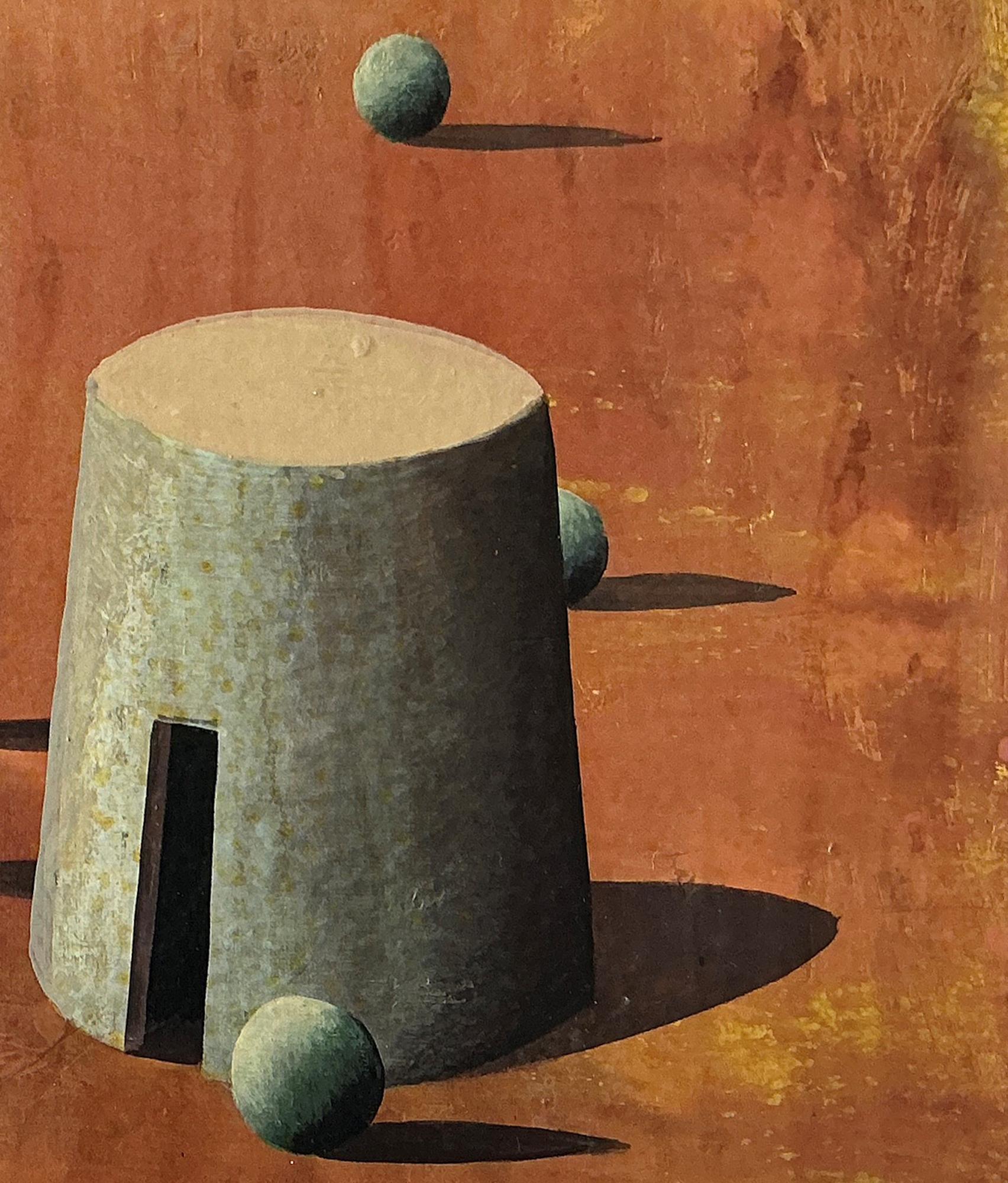 Turm 5 von Ramon Enrich - Zeitgenössische geometrische Landschaftsmalerei, Orangetöne im Angebot 3