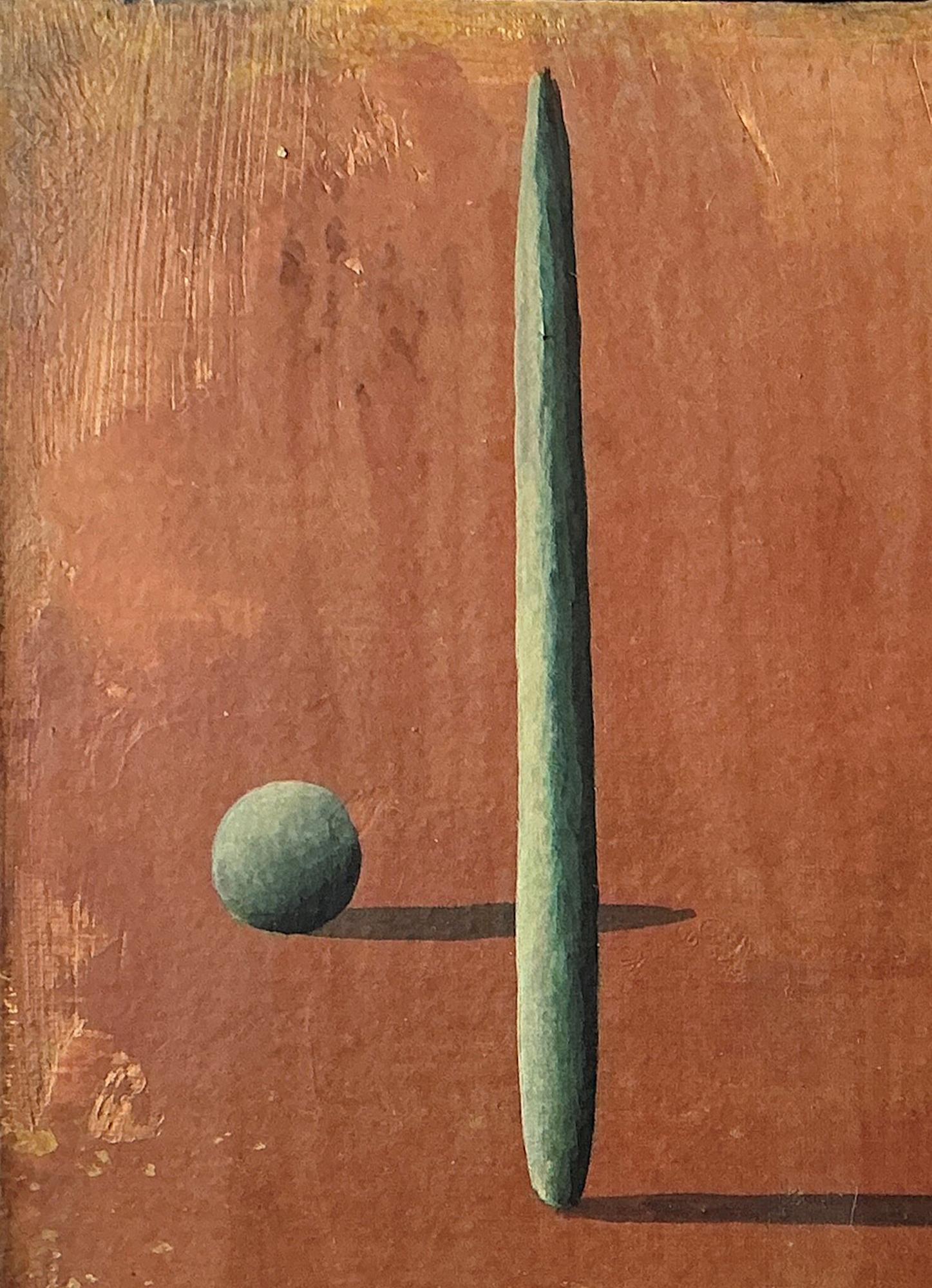 Turm 5 von Ramon Enrich - Zeitgenössische geometrische Landschaftsmalerei, Orangetöne im Angebot 4