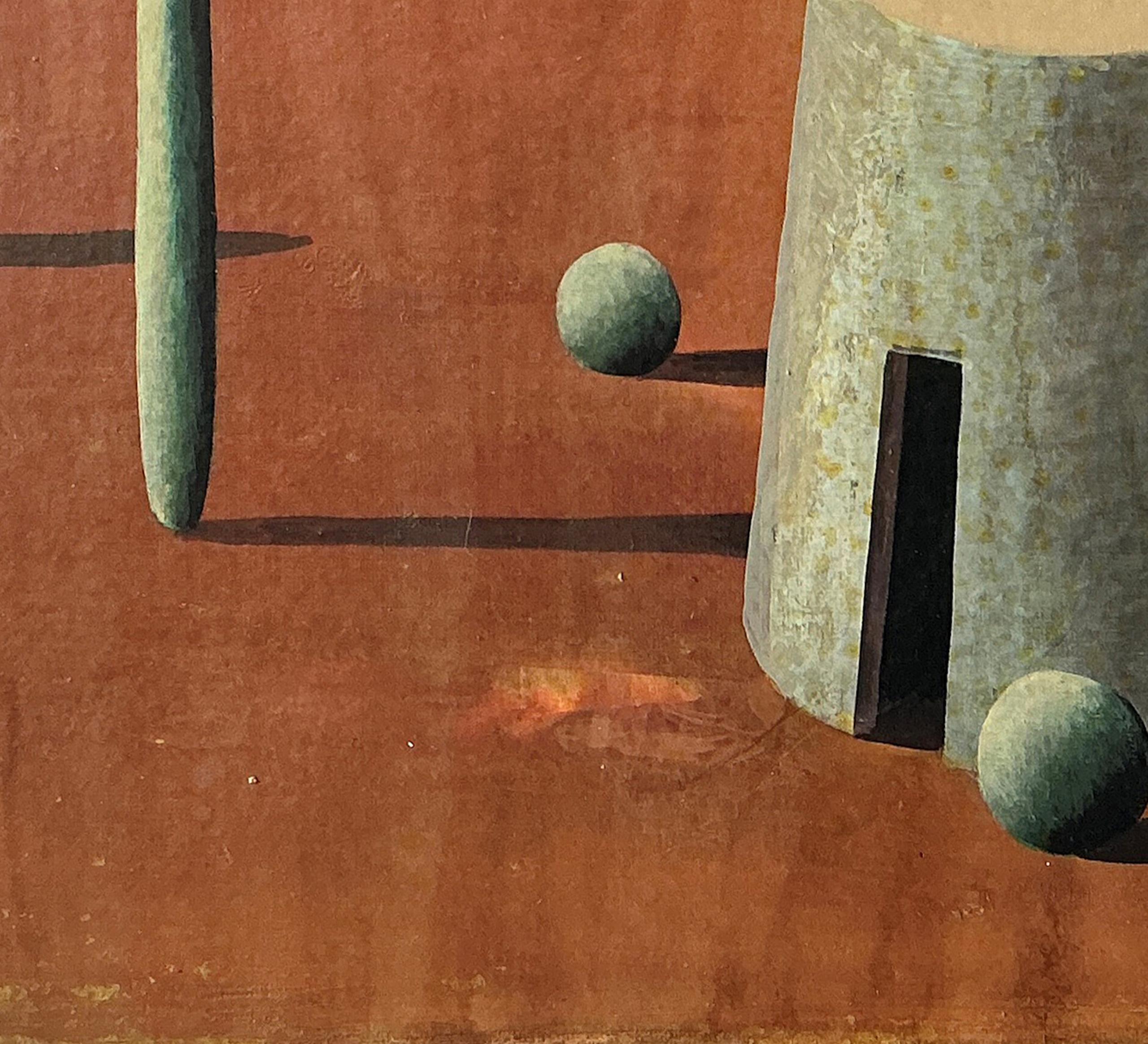 Turm 5 von Ramon Enrich - Zeitgenössische geometrische Landschaftsmalerei, Orangetöne im Angebot 5