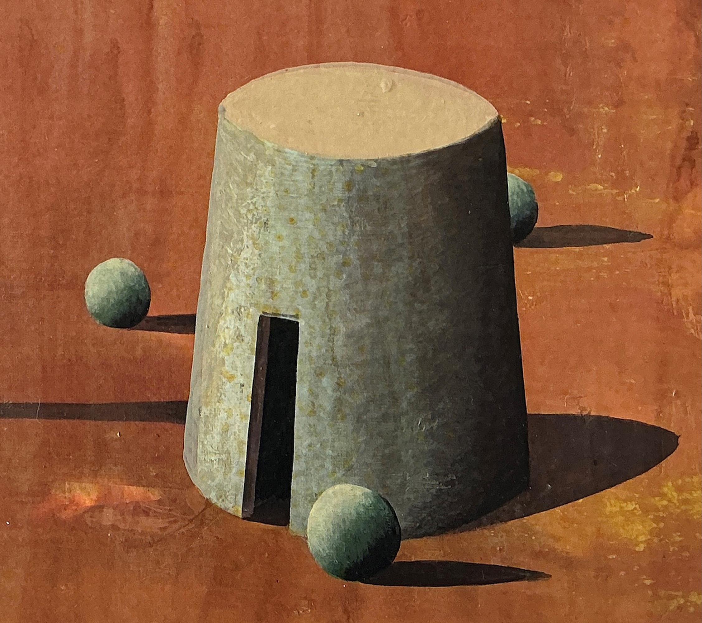 Turm 5 von Ramon Enrich - Zeitgenössische geometrische Landschaftsmalerei, Orangetöne im Angebot 7