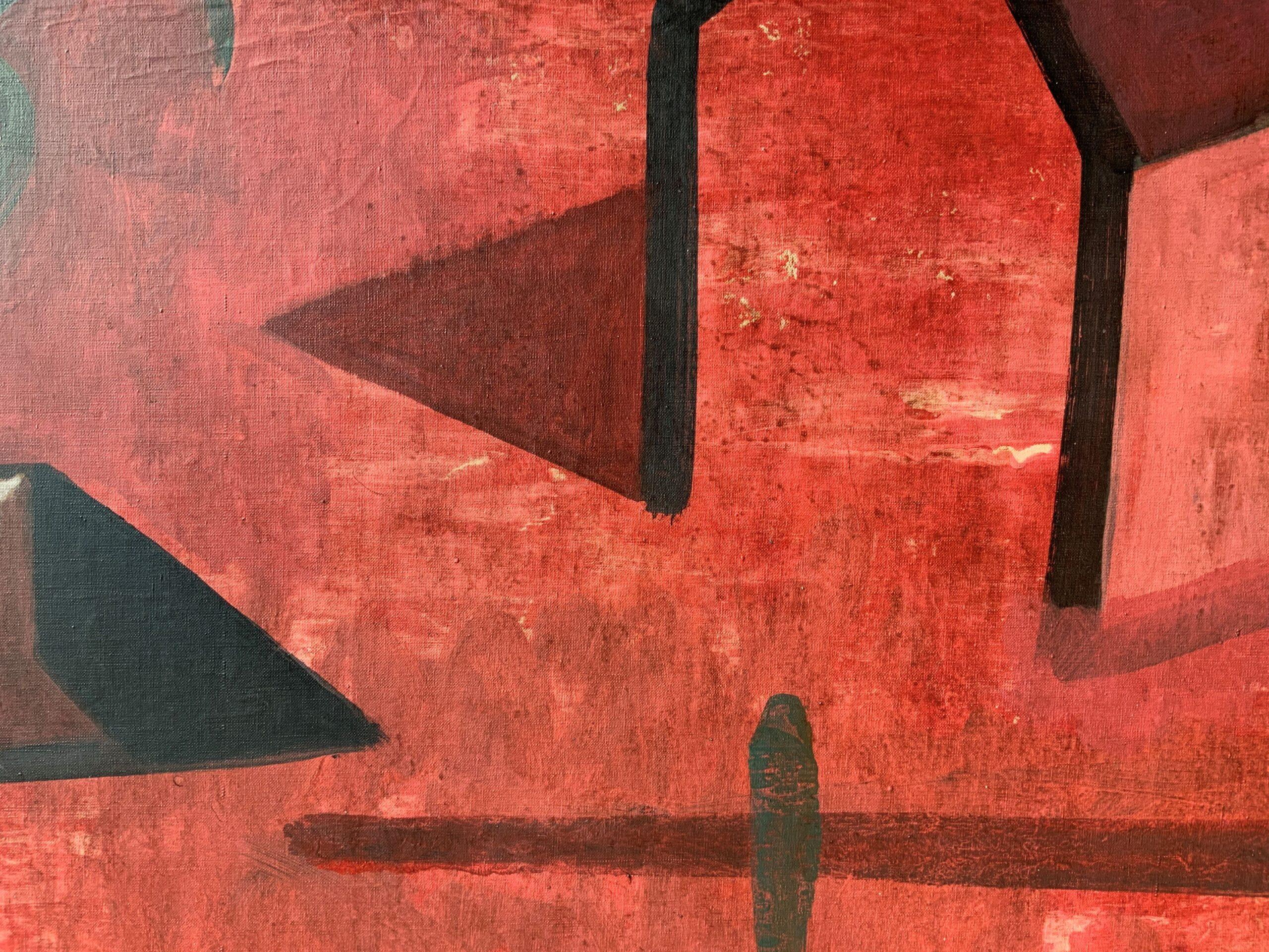 AMON par Ramon Enrich - Peinture géométrique contemporaine de paysage, tons rouges, arbre en vente 4