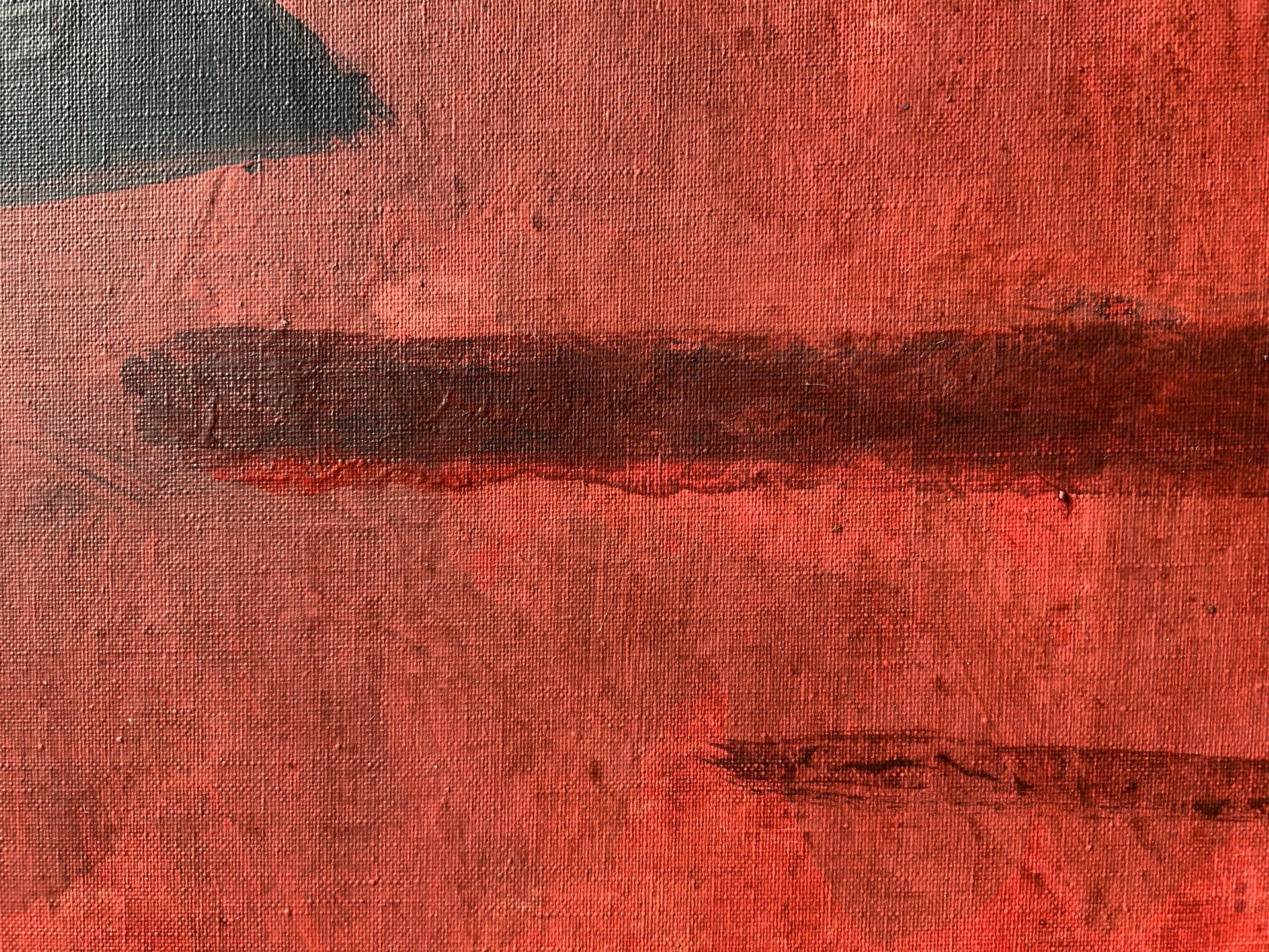 AMON par Ramon Enrich - Peinture géométrique contemporaine de paysage, tons rouges, arbre en vente 5