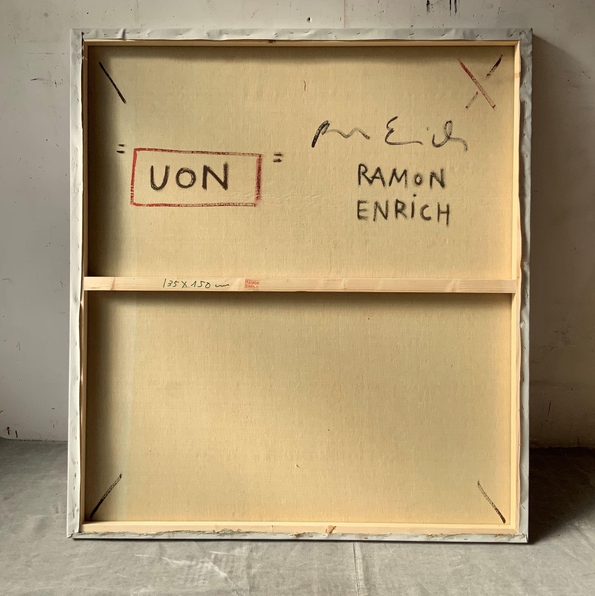 AMON par Ramon Enrich - Peinture géométrique contemporaine de paysage, tons rouges, arbre en vente 6