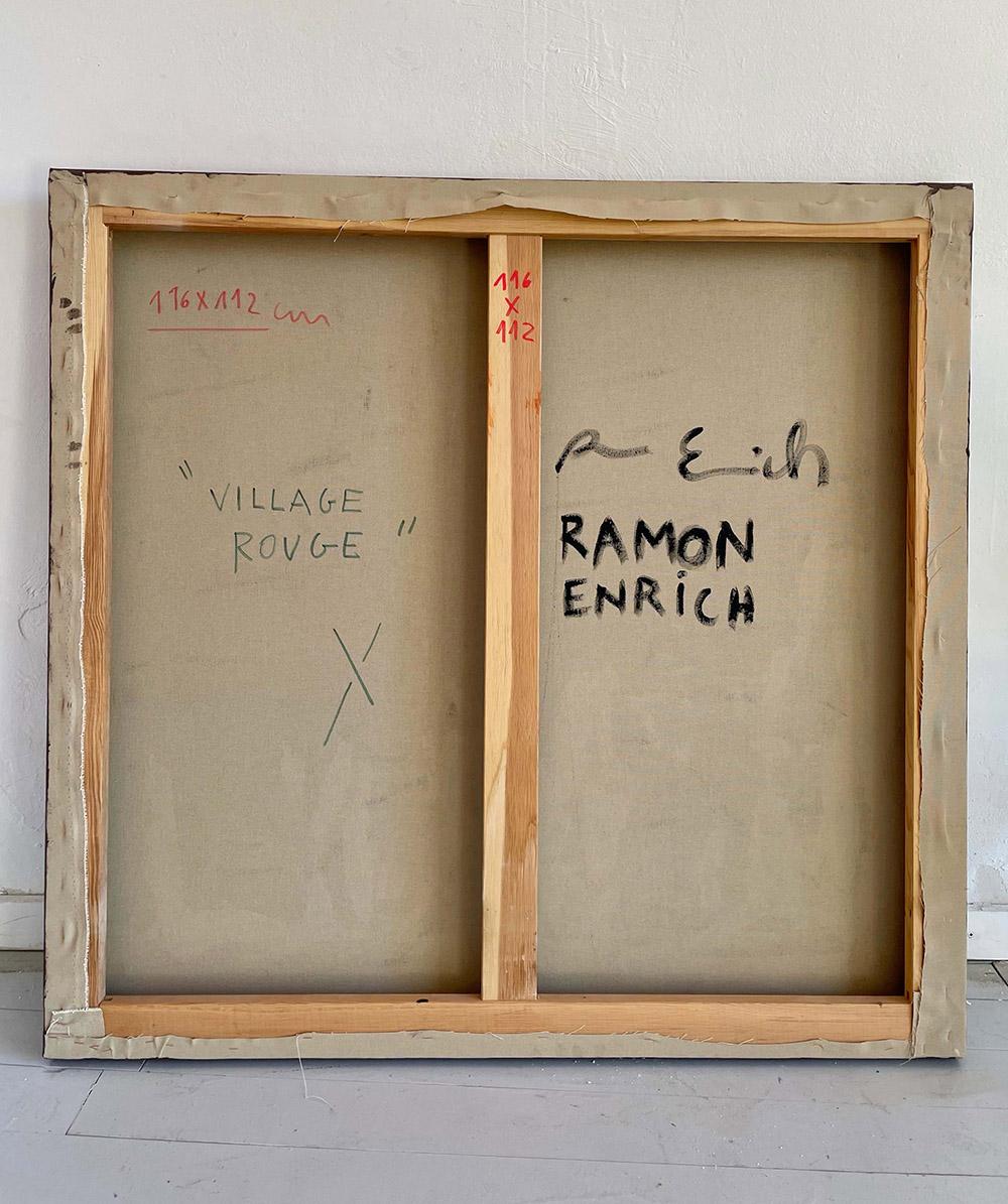 VILLAGE ROUGE by Ramon Enrich - Contemporary painting, landscape, architecture For Sale 4