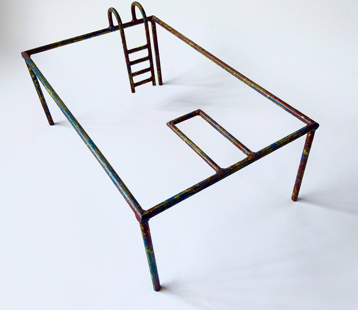 GRAND POOL by Ramon Enrich - Minimalist iron sculpture, pool, unique, swimming