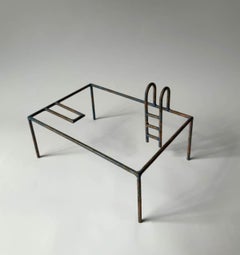 P-SQUARE by Ramon Enrich - minimalist iron sculpture, pool, unique work