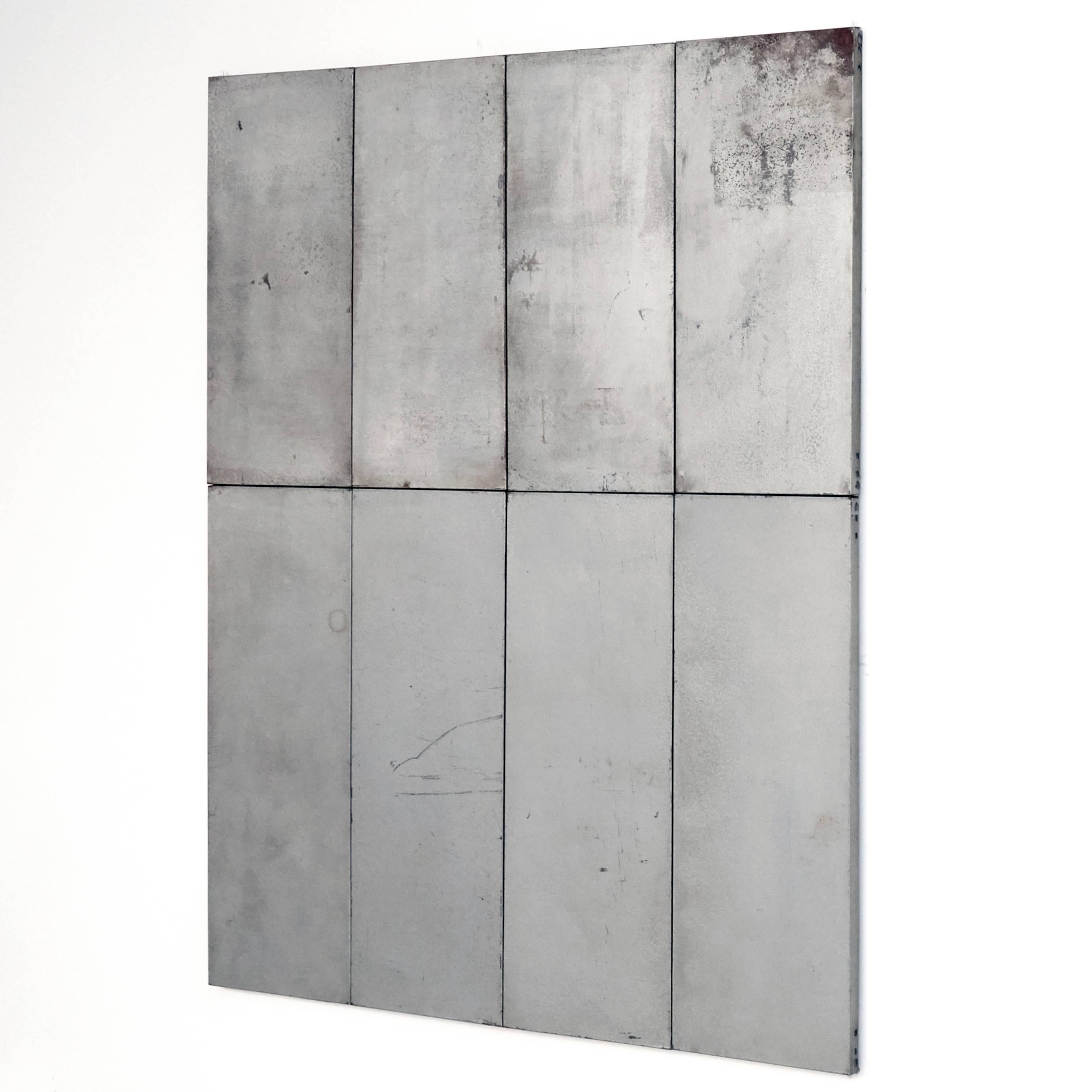 Spanish Ramon Horts Contemporary Metal Minimalism Artwork 4X2 For Sale