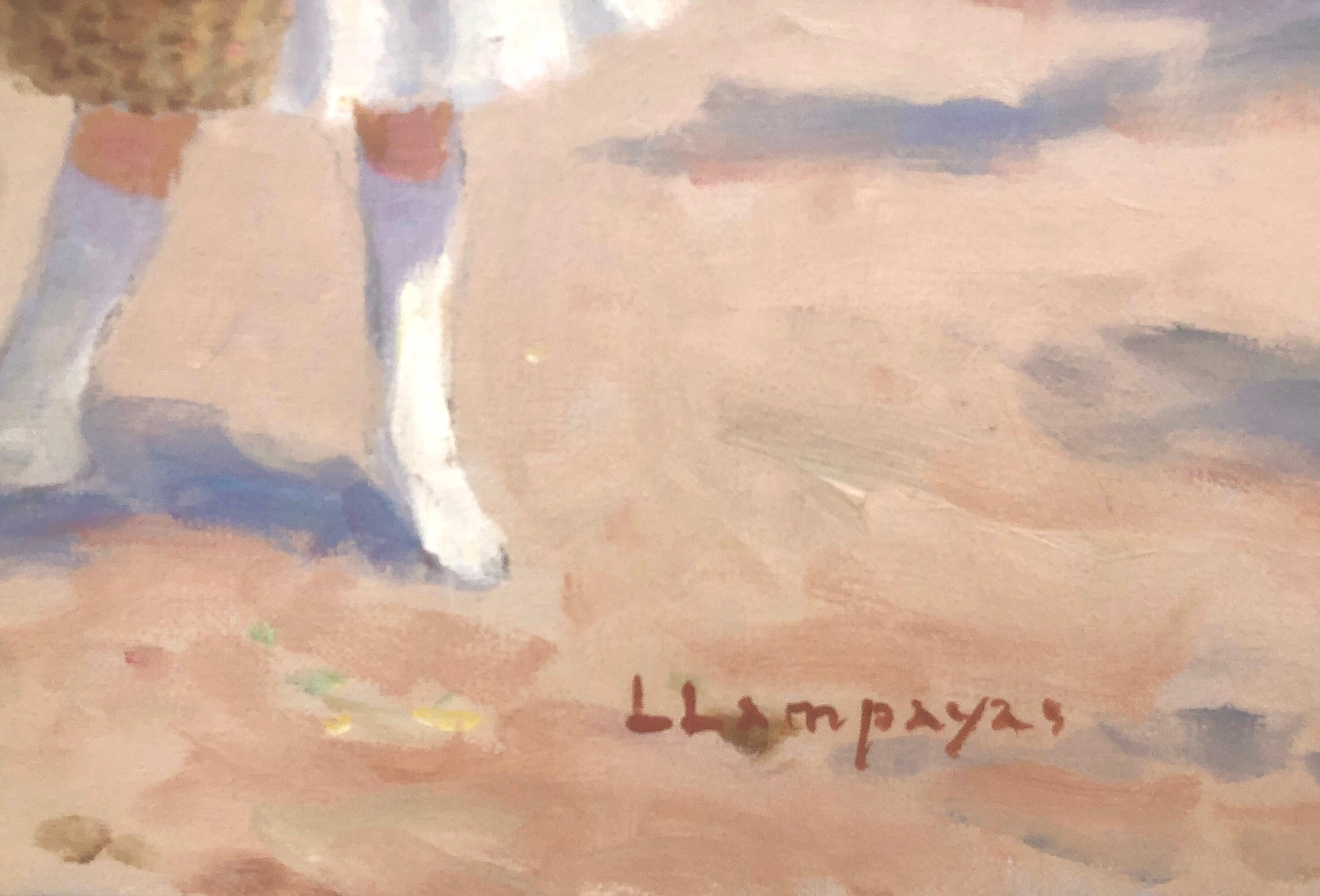 Frauen im Park, Ölgemälde auf Leinwand – Painting von Ramon Llampayas