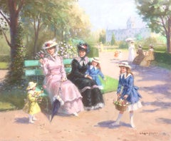 women in the park oil on canvas painting