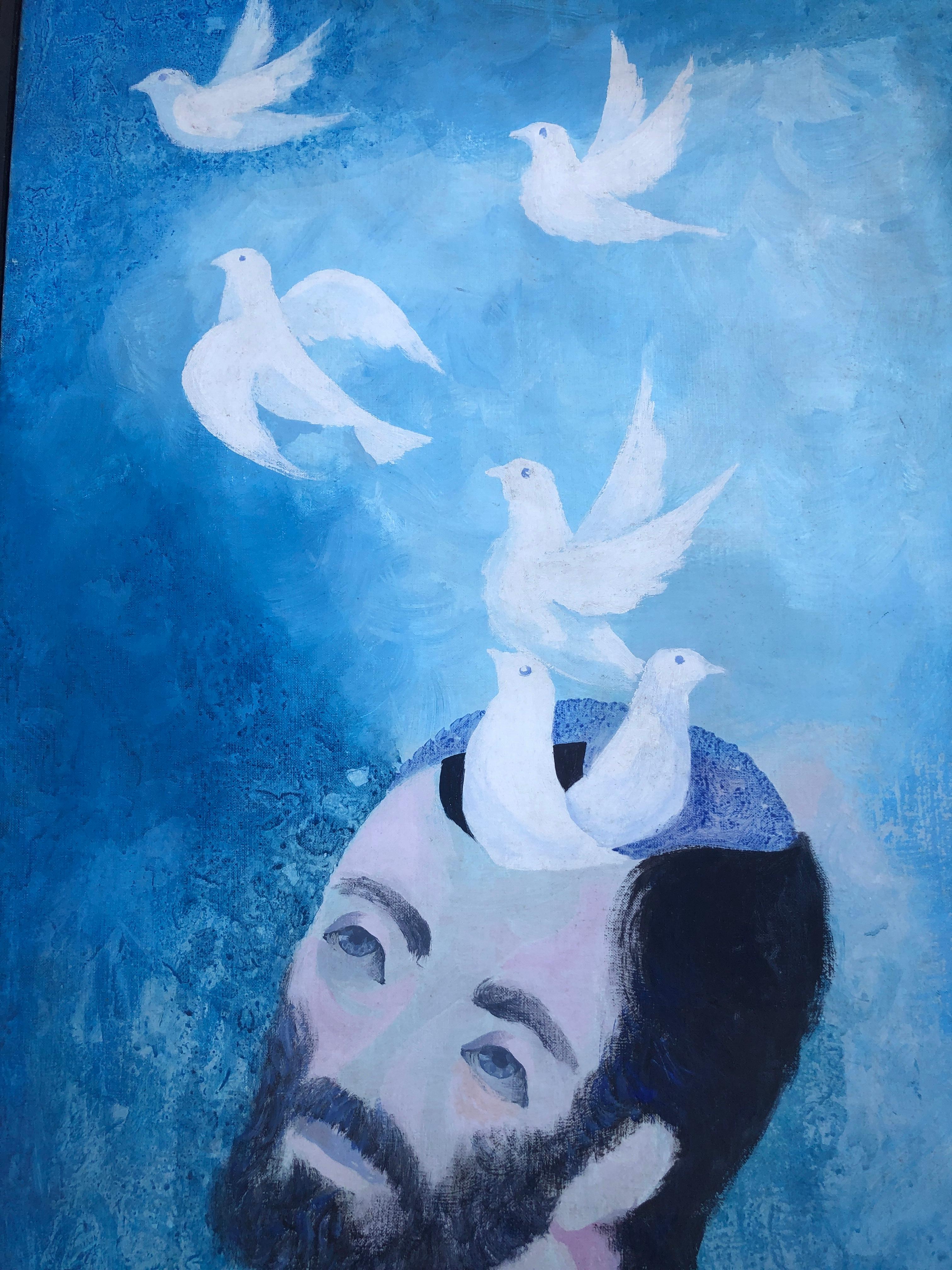 Sognatore olio su tela pittura surrealista 2