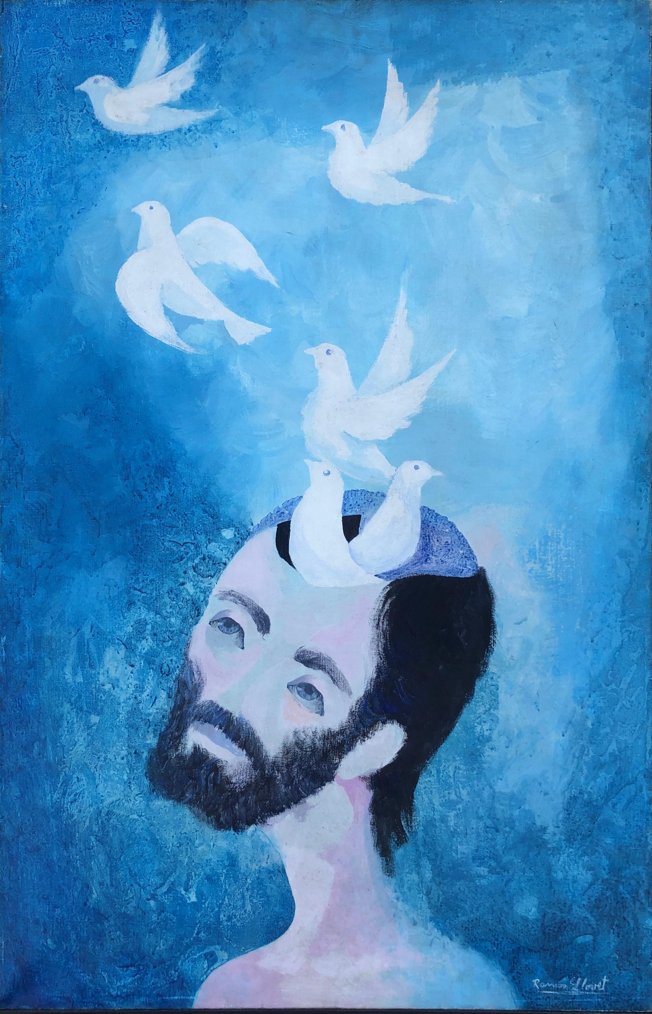 Animal Painting di Ramon Llovet Miserol - Sognatore olio su tela pittura surrealista