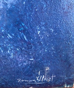 Contemplazione cosmica surreale. dipinto ad olio su tela