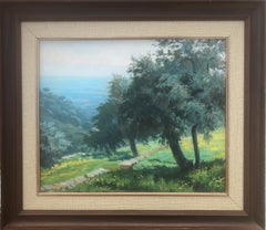 Sea of olive trees mediterranean landscape Spain oil on canvas painting