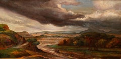 Landschaft mit Figuren – Großformatiges Ölgemälde auf Leinwand – Schön gerahmt