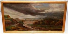 Landschaft mit Figuren – Großformatiges Ölgemälde auf Leinwand – Schön gerahmt