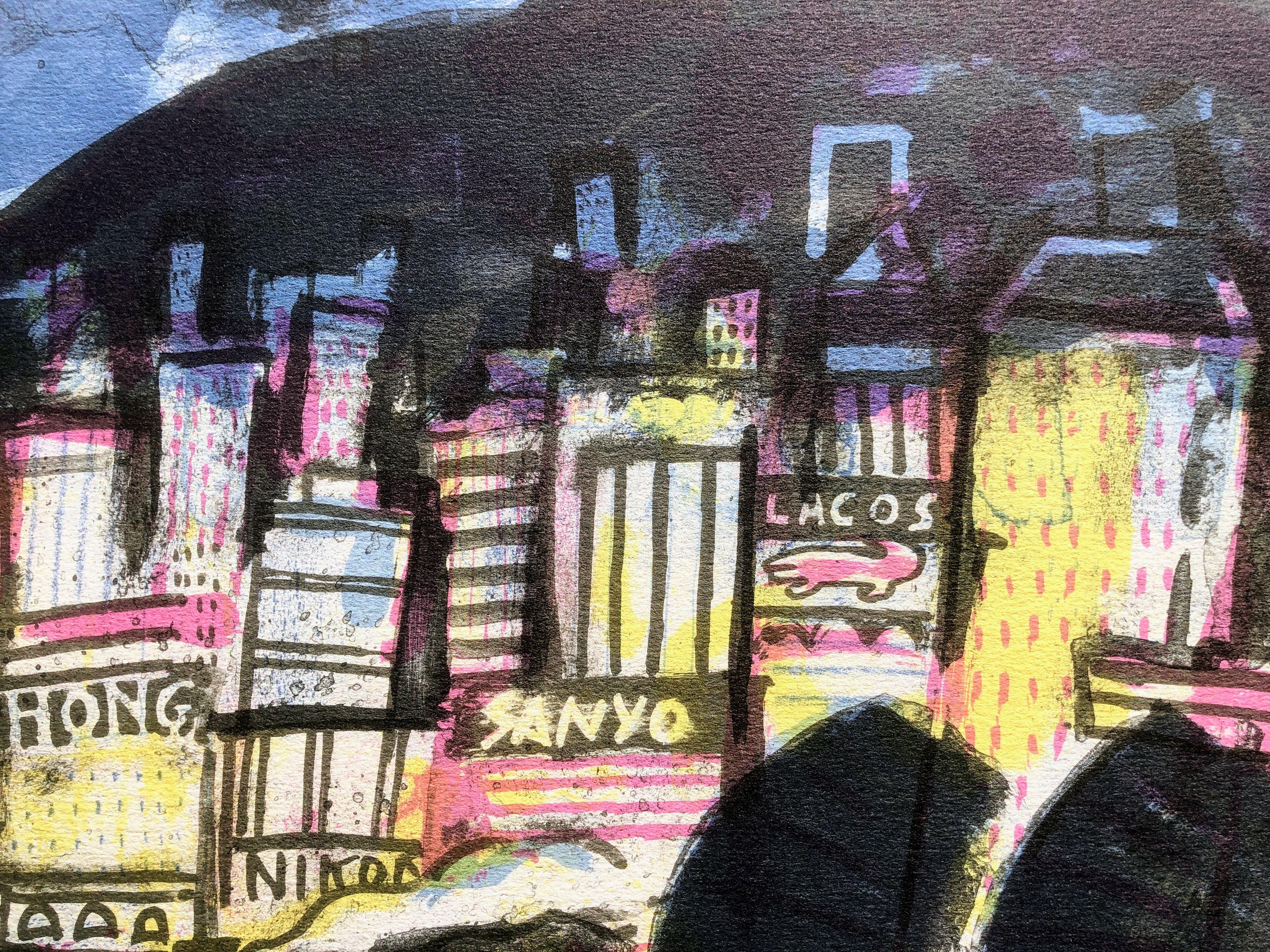 Hong Kong urbanscape lithograph For Sale 3