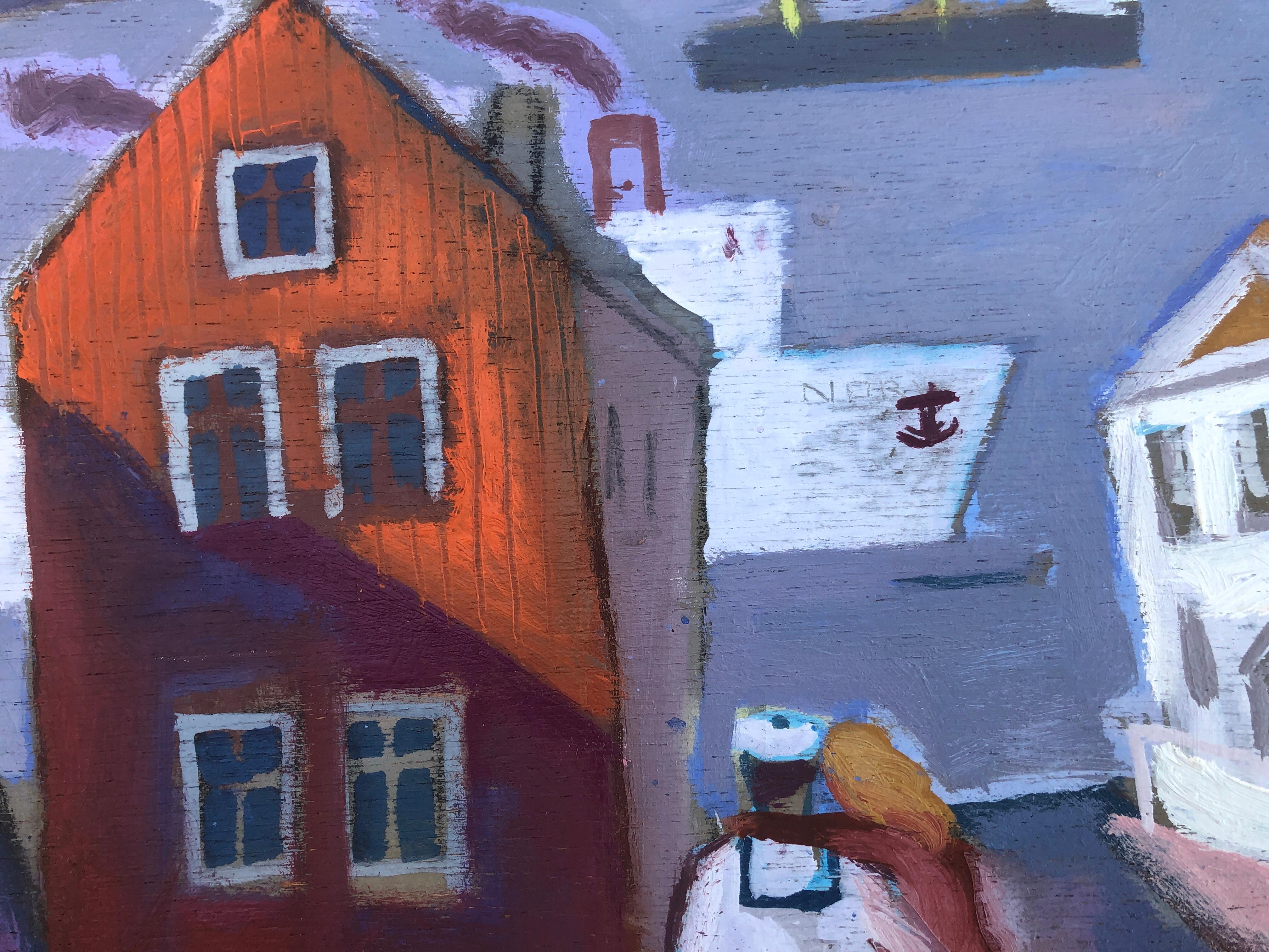 Goteborg, Suède, peinture à l'huile sur panneau de paysage marin en vente 2