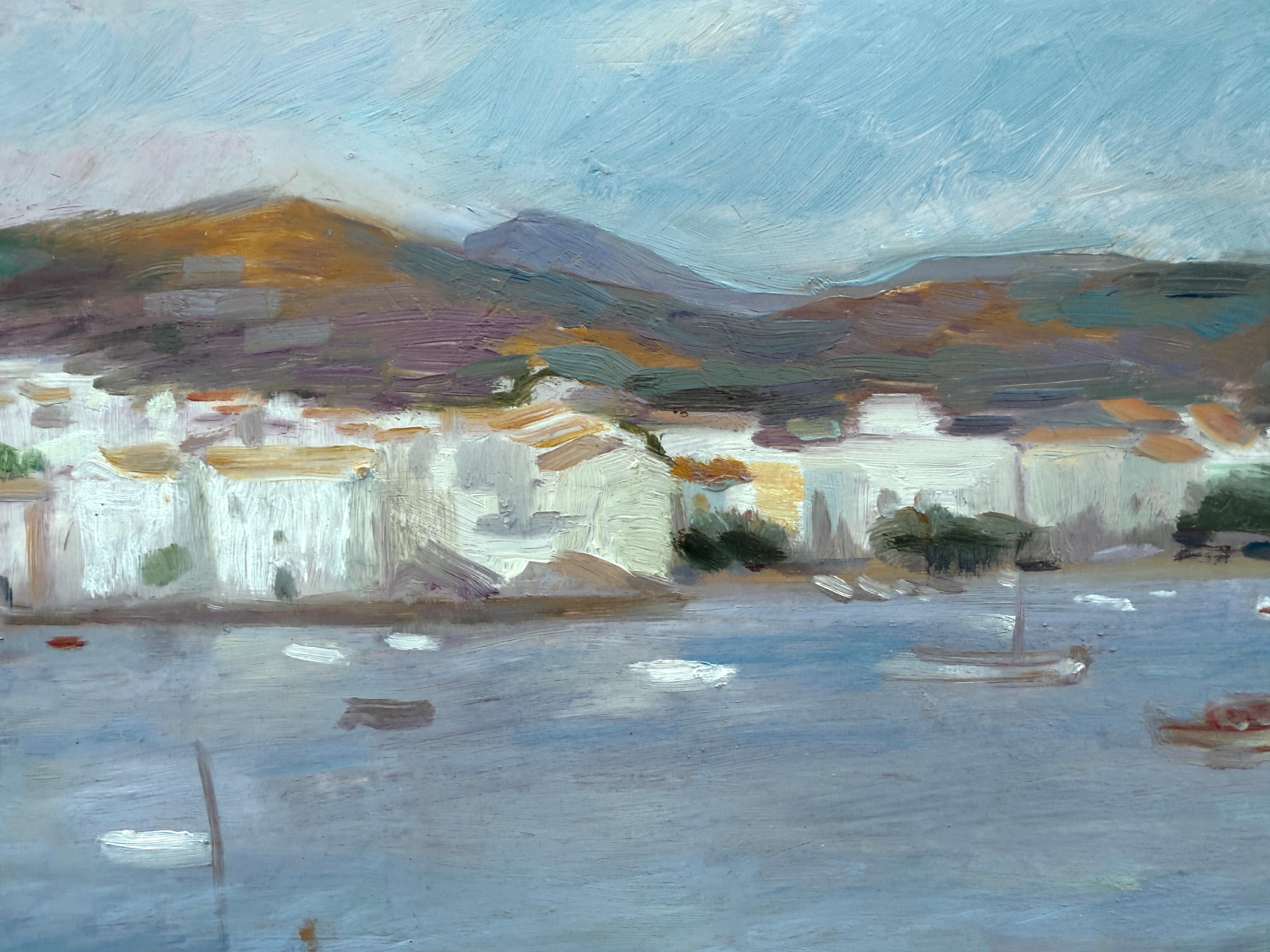 Titre : Cadaqués depuis la baie

Artistics : Ramon Pichot i Soler (1924-1996)

Technique : Huile sur panneau

Dimensions : 33 x 55 cm (12,99 x 21,65 in) : 33 x 55 cm (12.99 x 21.65 in)

Support : Panneau, non encadré

Signature : Signé 