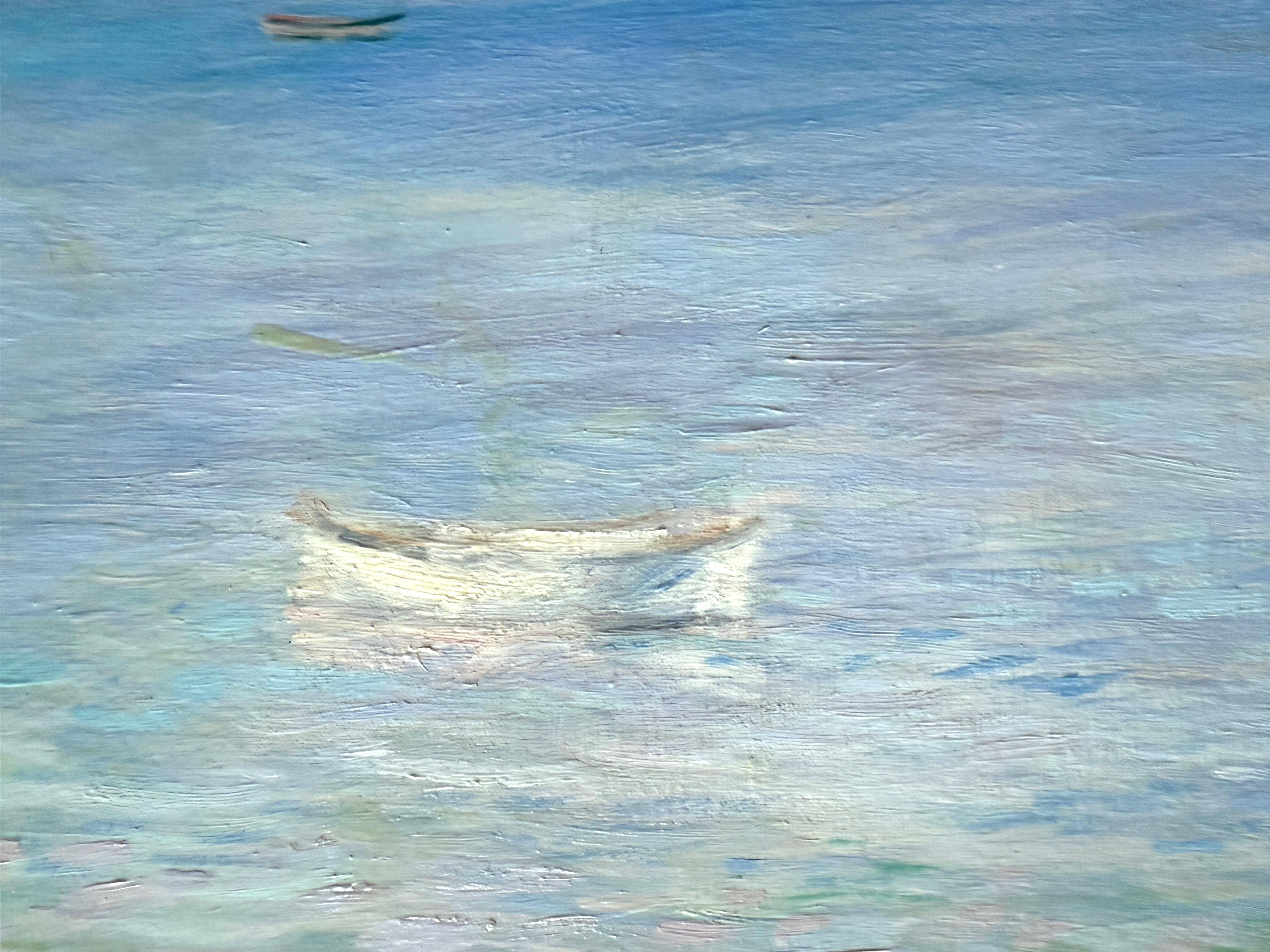 Cadaques Espagne huile sur toile peinture paysage marin - Gris Landscape Painting par Ramon Pichot i Soler