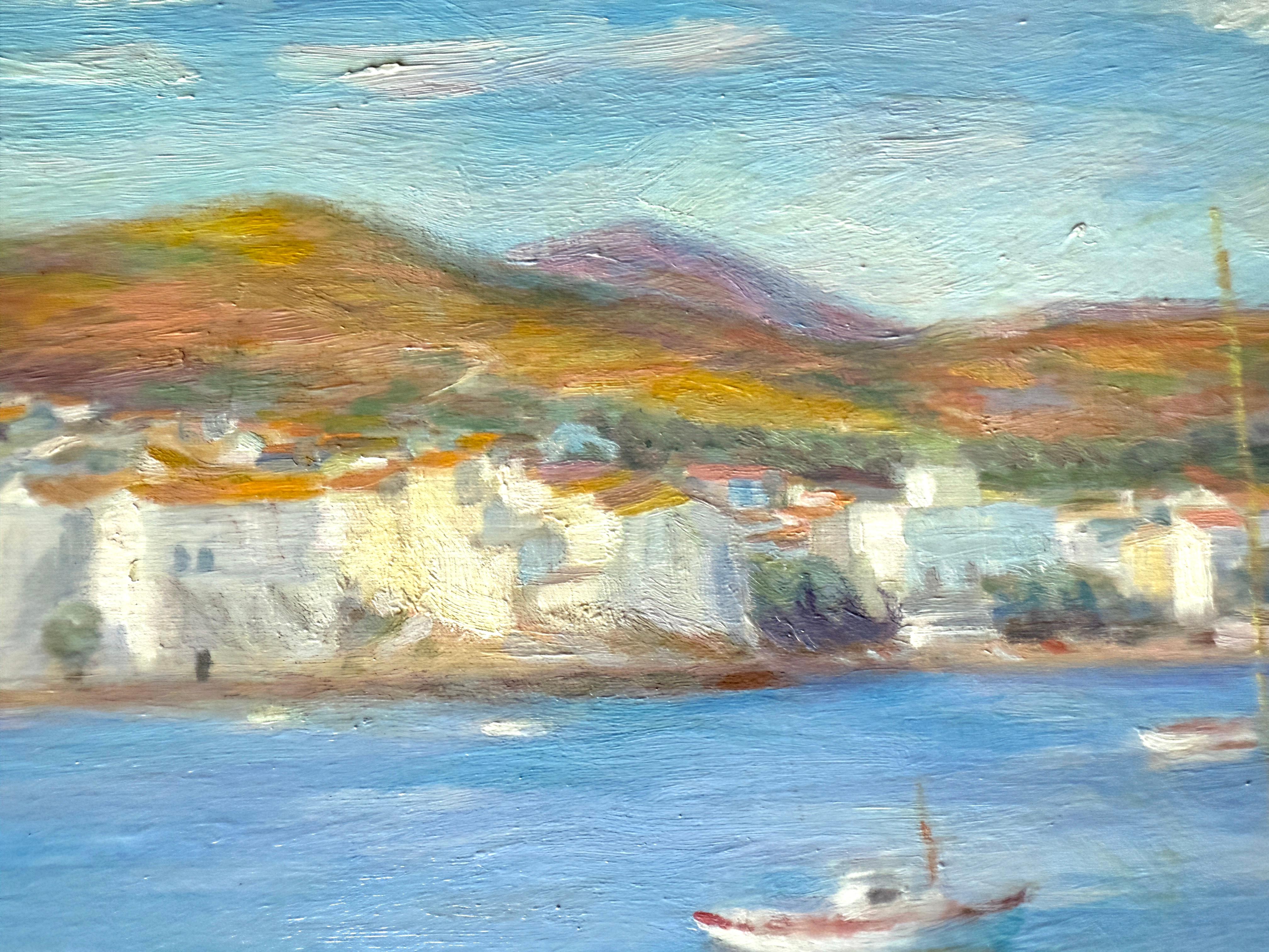 Cadaques Espagne huile sur toile peinture paysage marin en vente 1