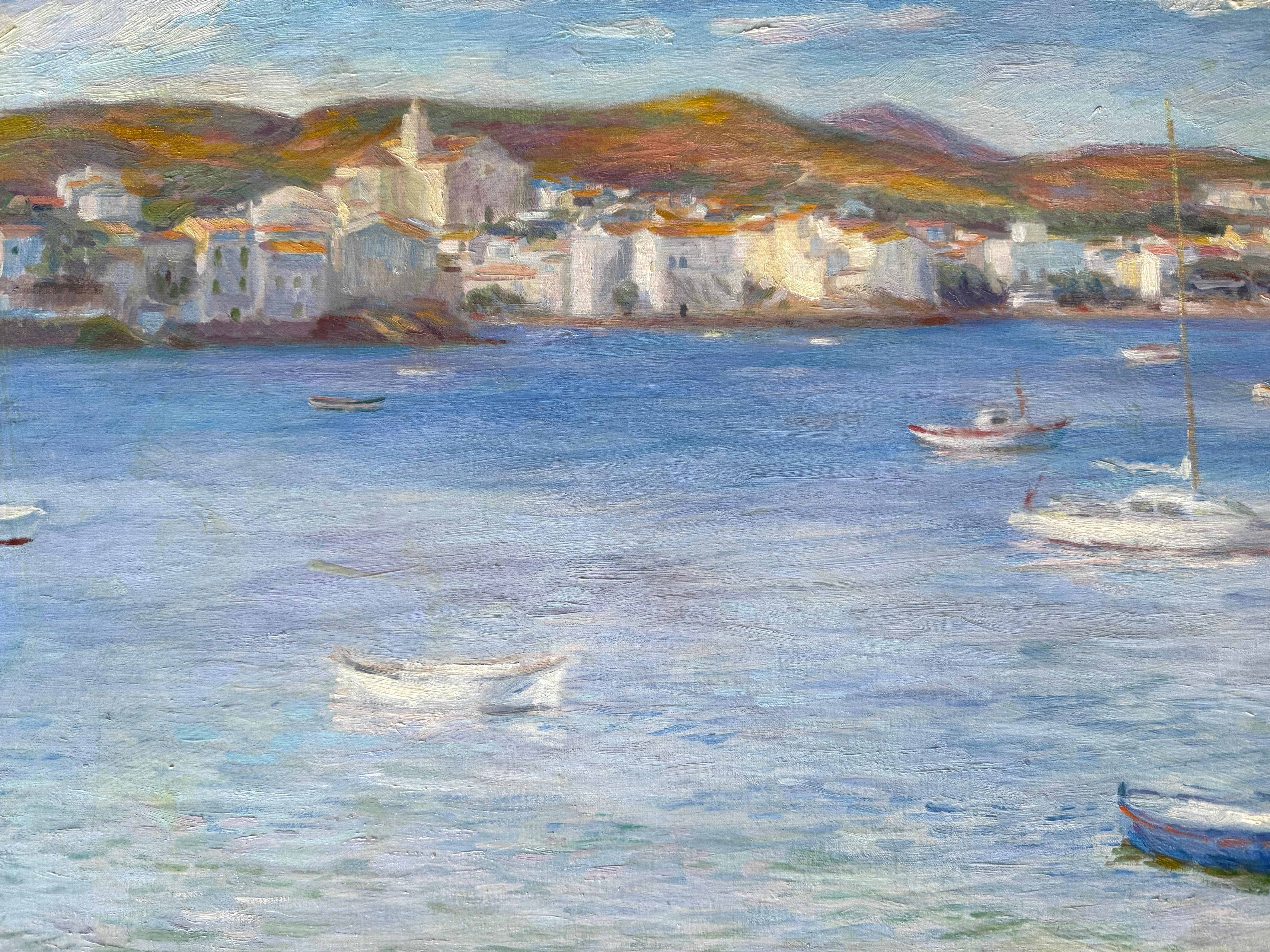 Cadaques Espagne huile sur toile peinture paysage marin en vente 2