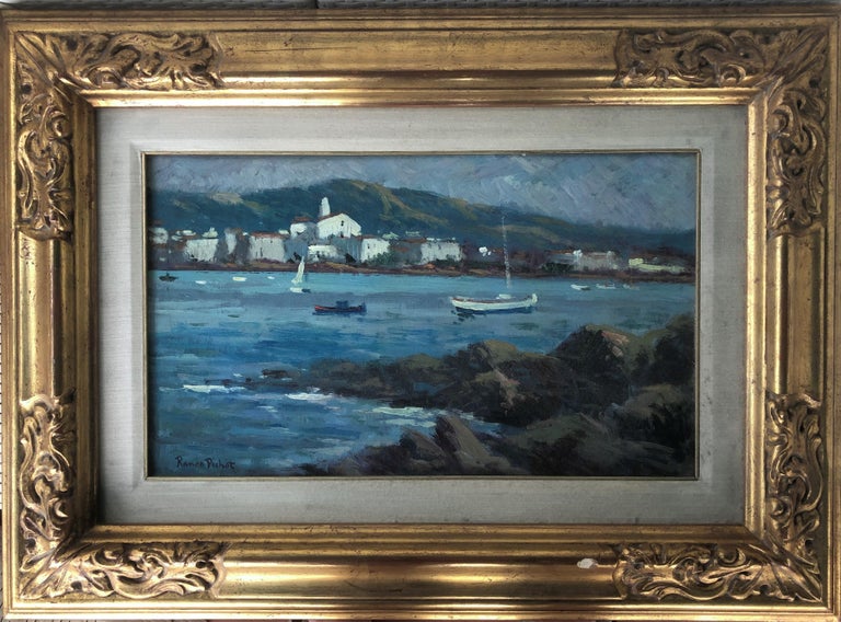 Cadaques Spain seascape oil on board painting Ramón Pichot - Painting by Ramon Pichot i Soler