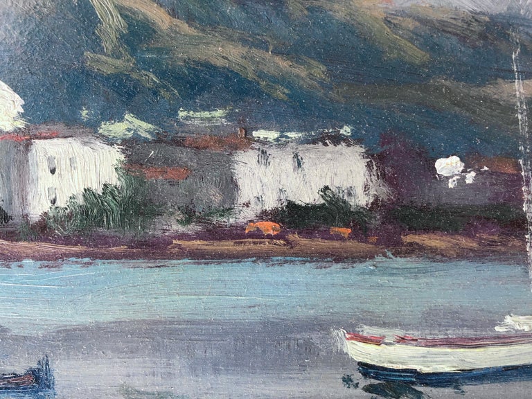 Ramon Pichot Soler (1924-1996) - Cadaques - Oil on panel
Oil measures 33x55
Frame measures 59x81
The frame needs restoration.

Ramon Pichot i Soler (Figueres, 1924 - Barcelona, May 24, 1996) was a Catalan painter. Son of Ricard Pichot and Gironès,