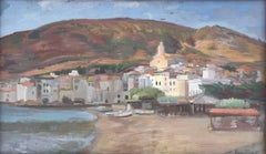 Cadaques Spain seascape oil on board painting Ramón Pichot