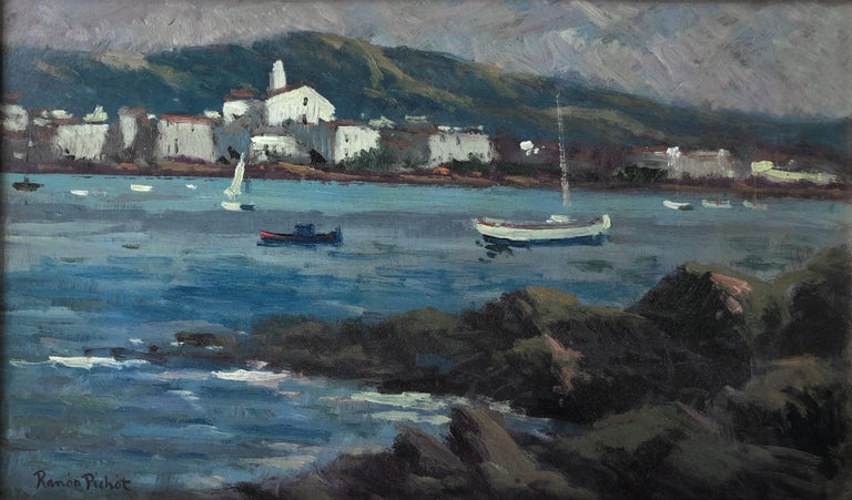 Ramon Pichot i Soler Landscape Painting - Cadaques Spain seascape oil on board painting Ramón Pichot