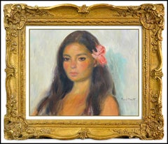 Ramon Pichot Original Oil Painting on Canvas Signed Female Portrait Soler Art