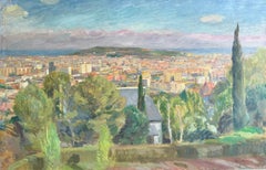 Blick auf Barcelona vom Montjuïc Spanien Öl auf Leinwand Gemälde