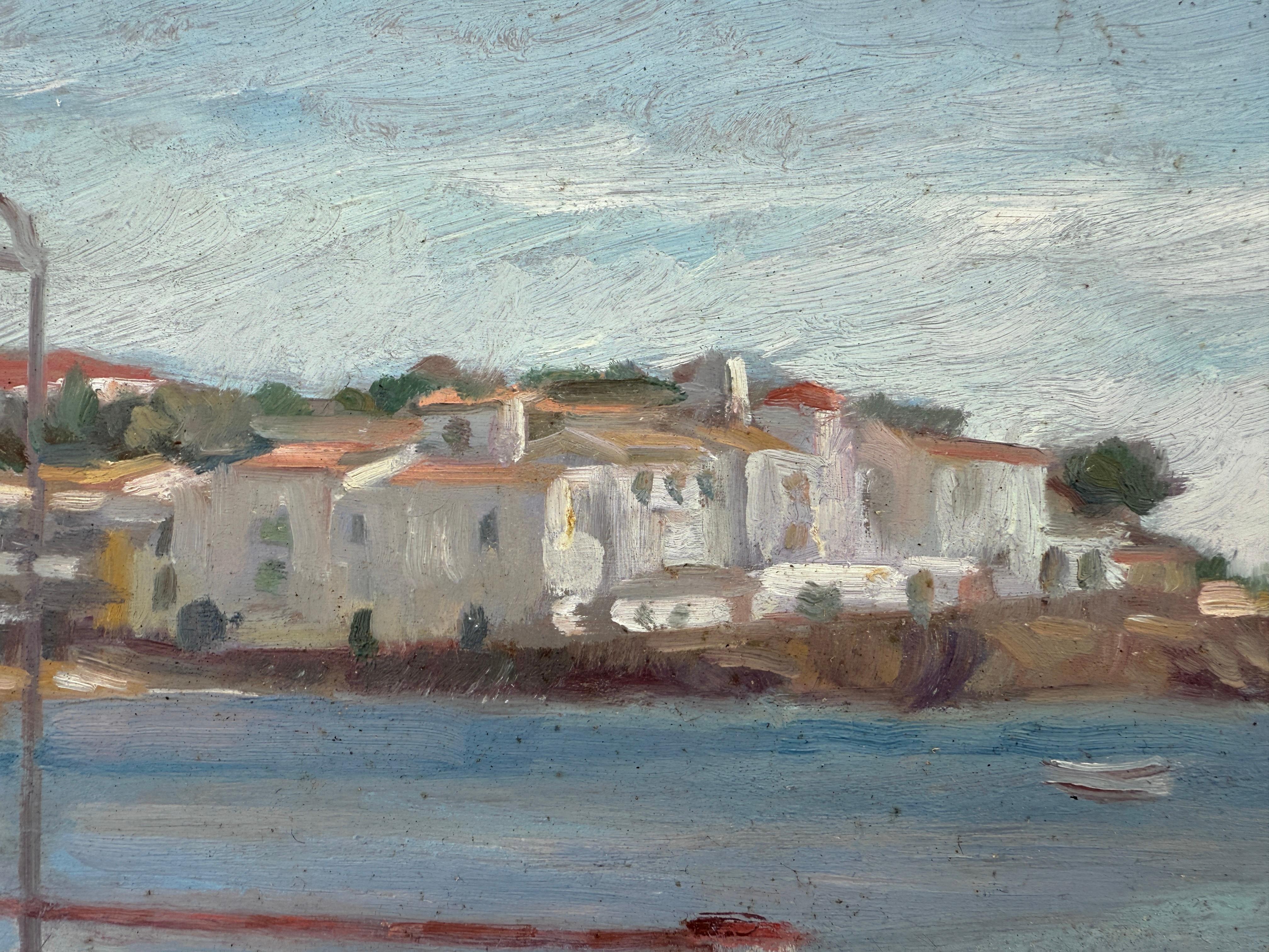 Ansicht von Cadaqués mit Booten Spanien spanische Meereslandschaft (Grau), Landscape Painting, von Ramon Pichot i Soler