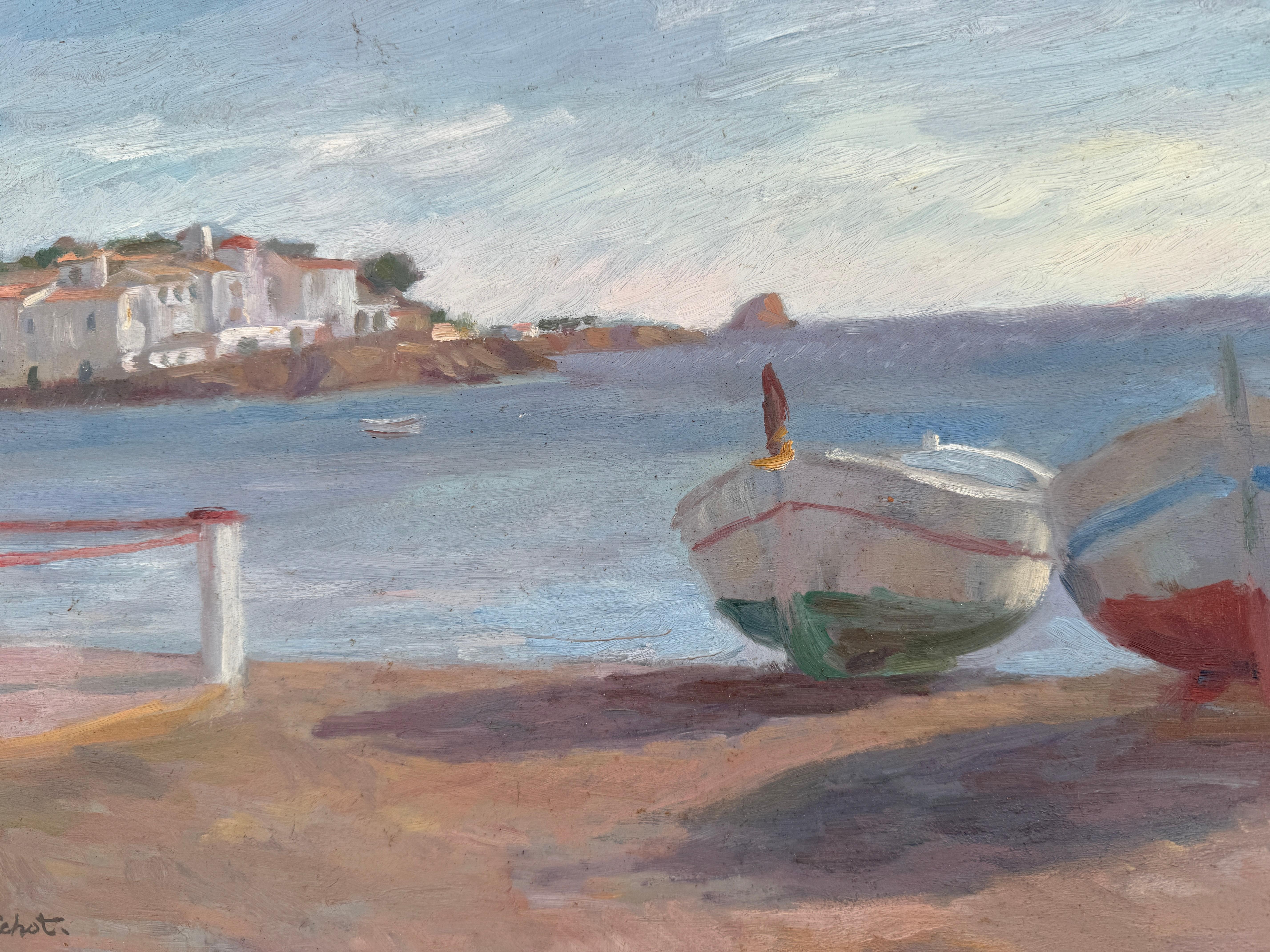 Ansicht von Cadaqués mit Booten Spanien spanische Meereslandschaft im Angebot 2