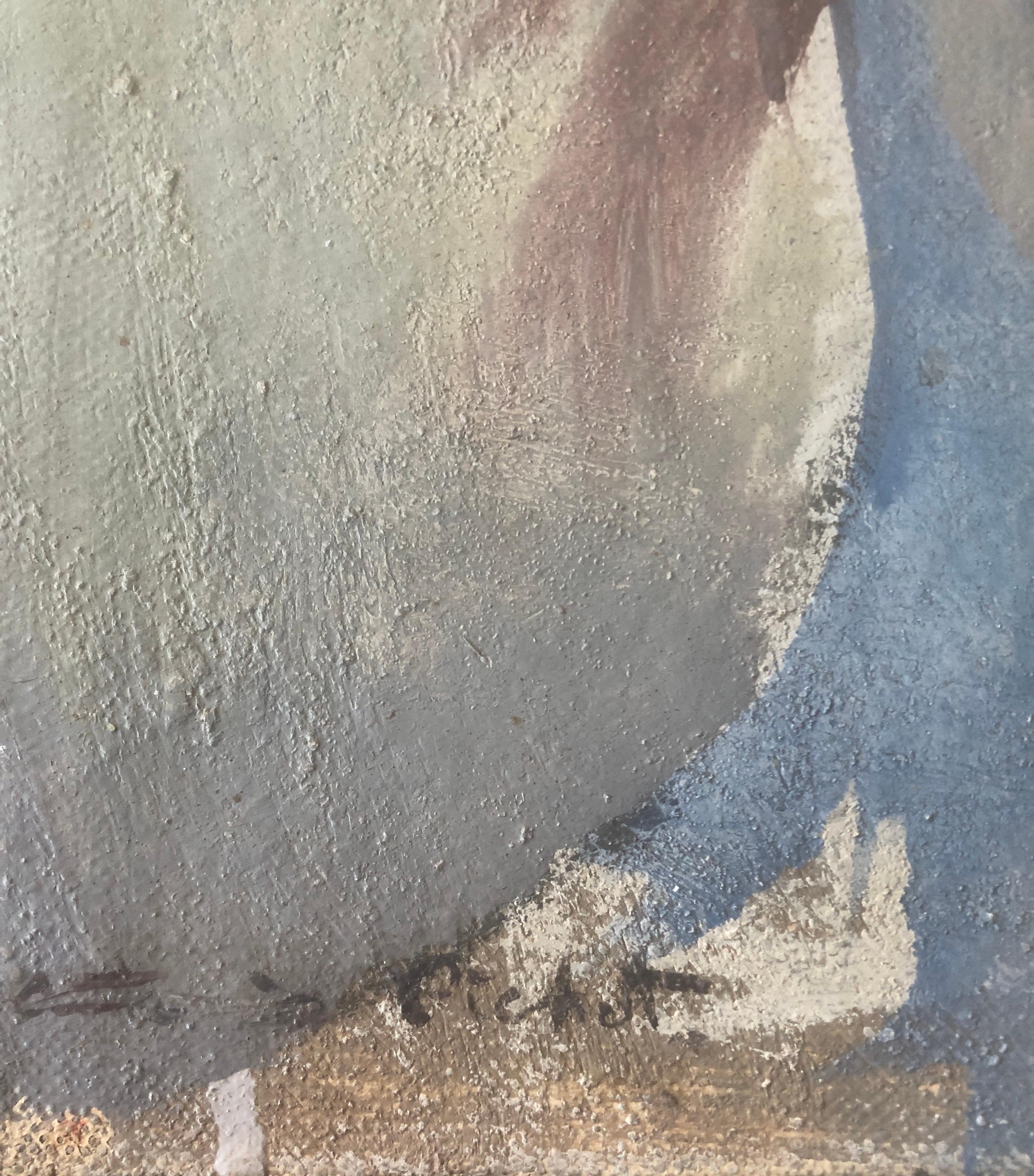 Frauengesicht Öl auf Leinwand Gemälde – Painting von Ramon Pichot i Soler