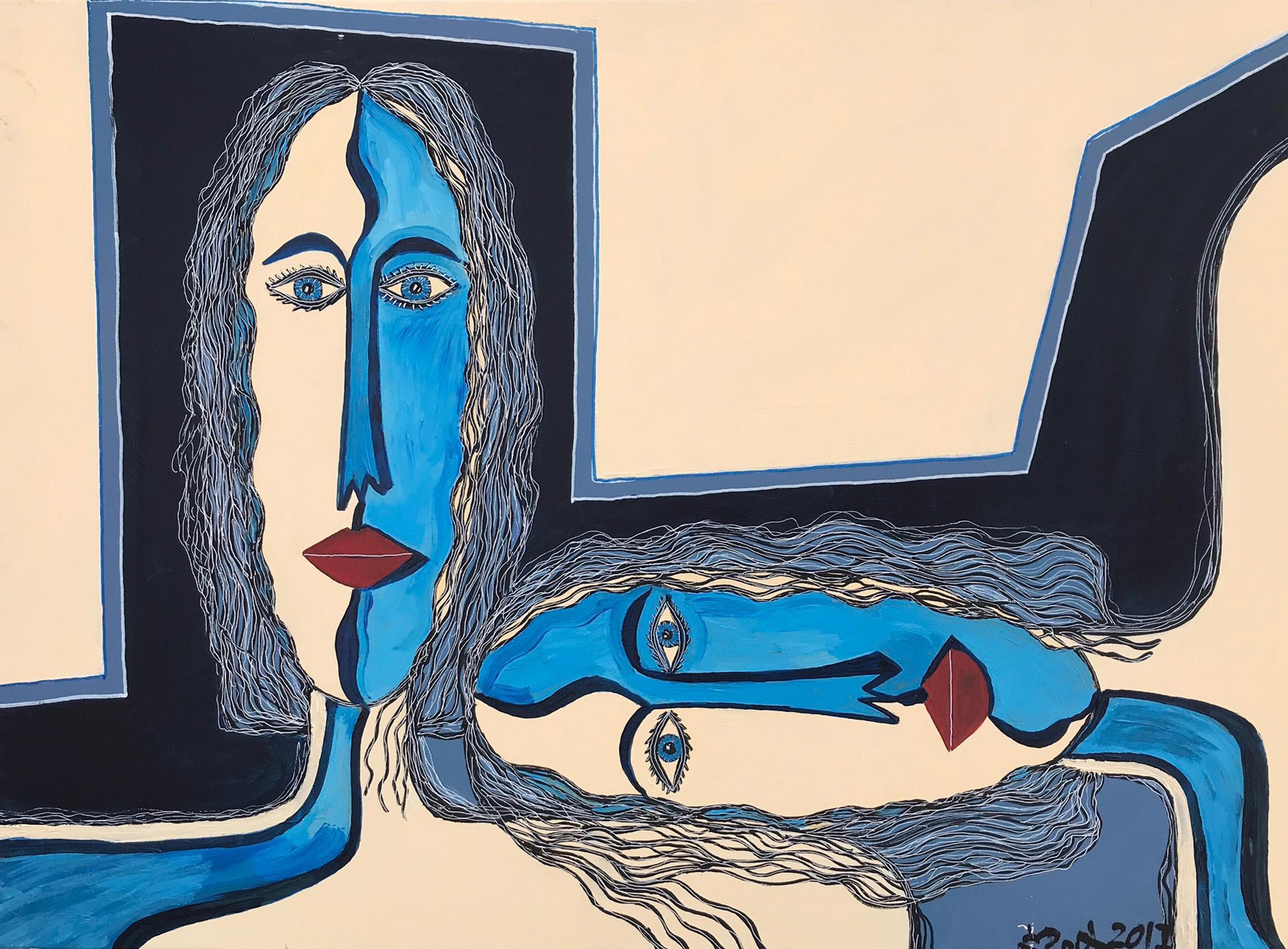 Ramon Poch Figurative Painting - 29.-Two Women   acrylic painting