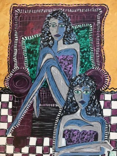 R. Poch. 45 Two Woman 5.   acrylic painting