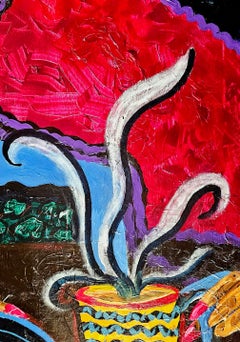 Felix in Blue 131 Acrylic Painting, Expressionist Style, Framed, 2010+