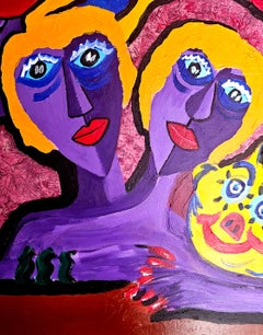 Poch 226 Gemelos Original Acrylic Painting, Abstract Expressionist, Framed