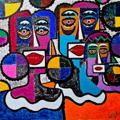 Poch 11.22.2 137 Family Abstract Expressionist Portrait Acrylic Painting, 2010+
