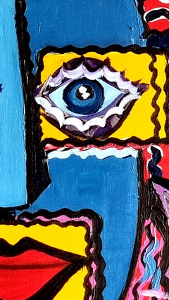 Poch 115 Yellow Acrylic Painting, Abstract Expressionist, Framed, 2010+