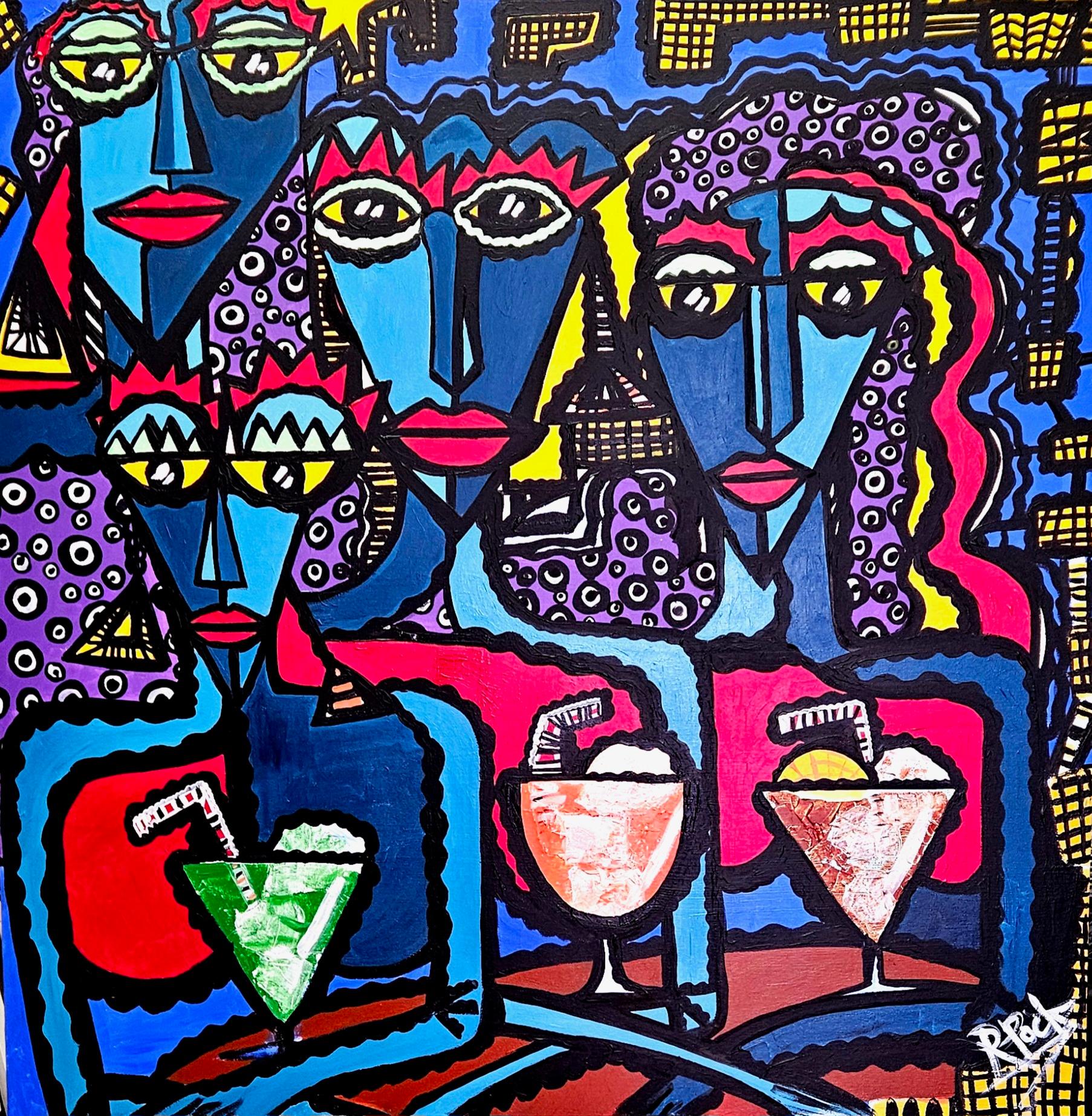 Figurative Painting de Ramon Poch - POCH 150: Pintura acrílica de estilo expresionista abstracto, sin enmarcar, 120 x 120 cm
