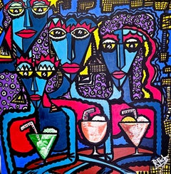 POCH 150 – Peinture acrylique d'inspiration expressionniste abstraite, sans cadre, 120 x 120 cm