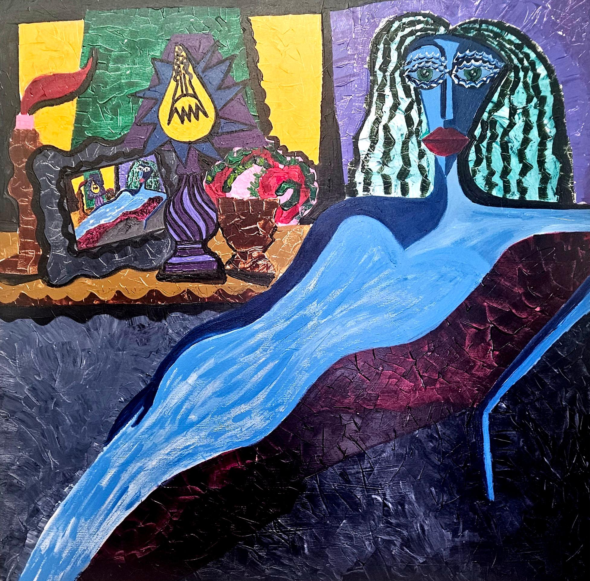 POCH 176 Ritratto Dipinto ad acrilico, incorniciato, 120x120 cm