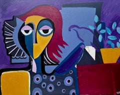 POCH 177 Portrait Peinture acrylique, encadrée, 130 x 130 cm