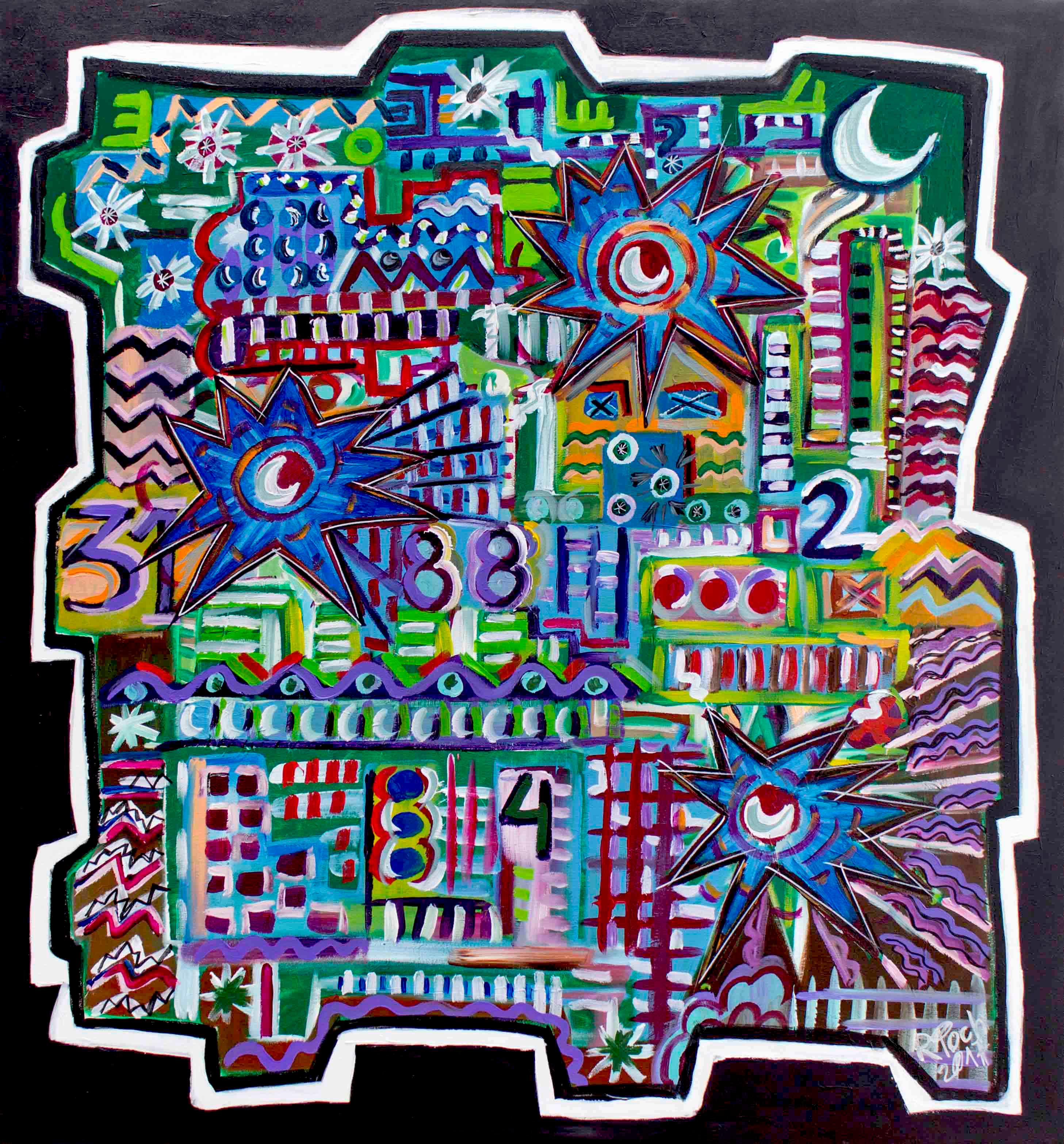 POCH 31 Lost Abstract Expressionist Acrylic Painting, Framed, 2010, 140x150 cm