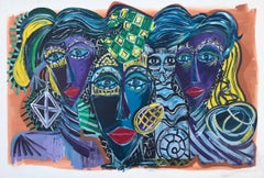 poch 33 Abstract Cat Acrylic Painting - 130 x 100 cm, Excellent Condition