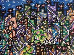 Poch 48 Grande Favela Acrylic Painting, Abstract Expressionism, Unframed