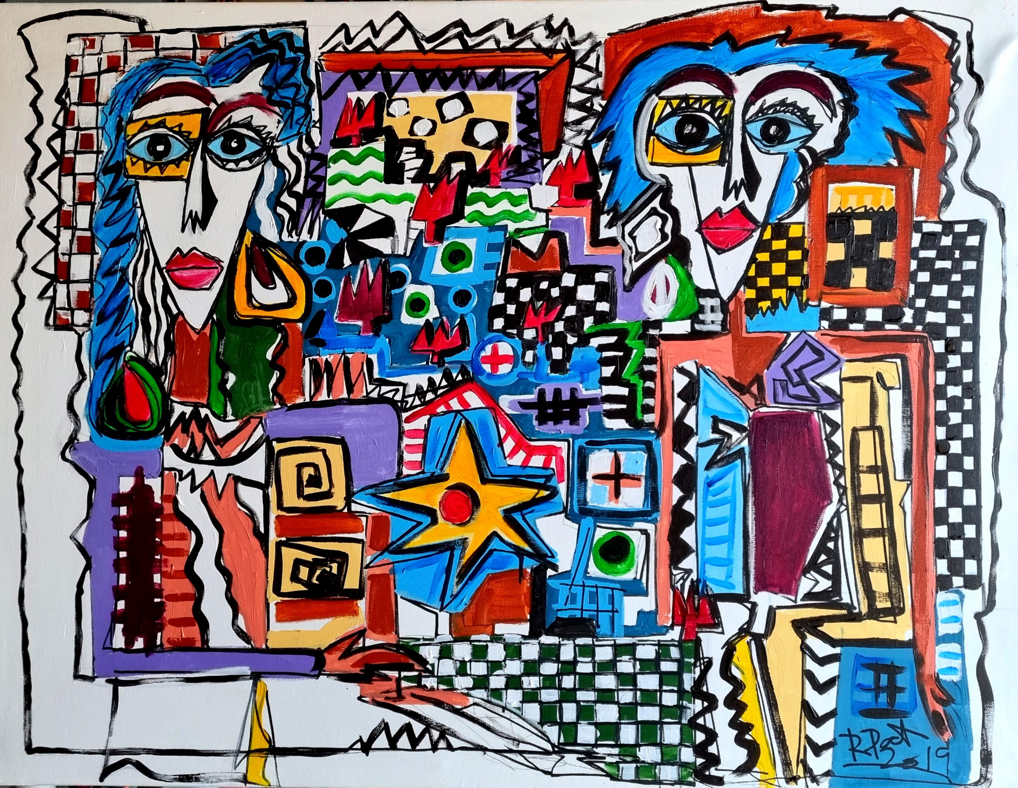 Ramon Poch Abstract Painting - Poch 51 Kondos Original Acrylic Painting, Abstract Expressionist, Framed 2010+