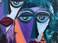 Poch 6 - Dipinto acrilico da donna, stile espressionista, con cornice, 2010+