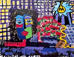 Portrait 156 Acrylic Painting, Abstract Expressionist, Framed, 2010+